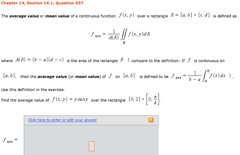 Solved The Average Value Or Mean Value Of A Continuous Fu Chegg Com