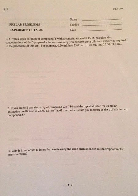 Solved F17 Uta 709 Name Section Date Prelab Problems Chegg Com