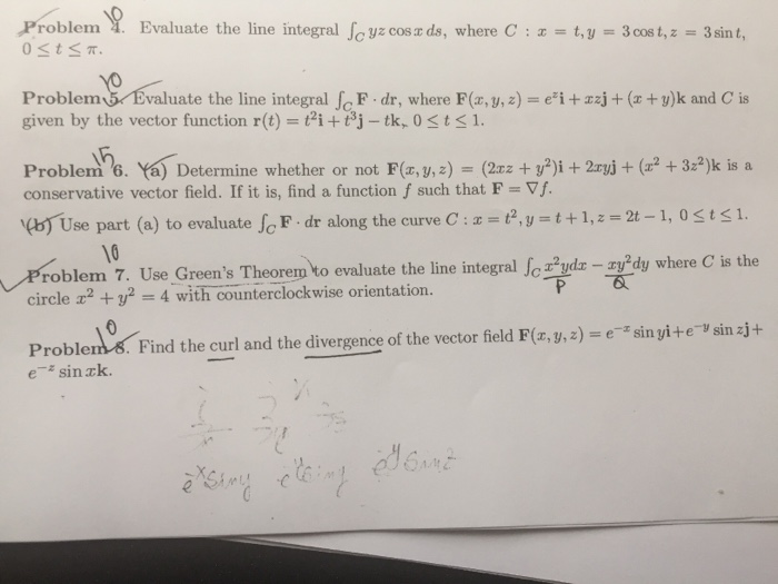Evaluate The Line Integral Integral C Yz Cos X Ds Chegg Com