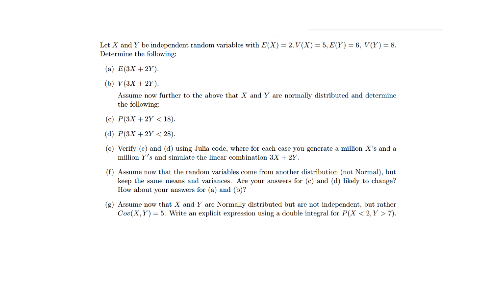 Solved Let X And Y Be Independent Random Variables With E Chegg Com