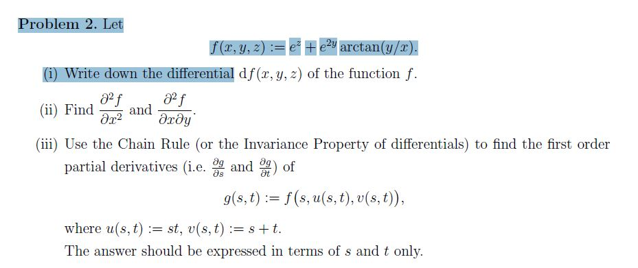 Solved Let F X Y Z E Z E 2y Arctan Y X I Write Chegg Com