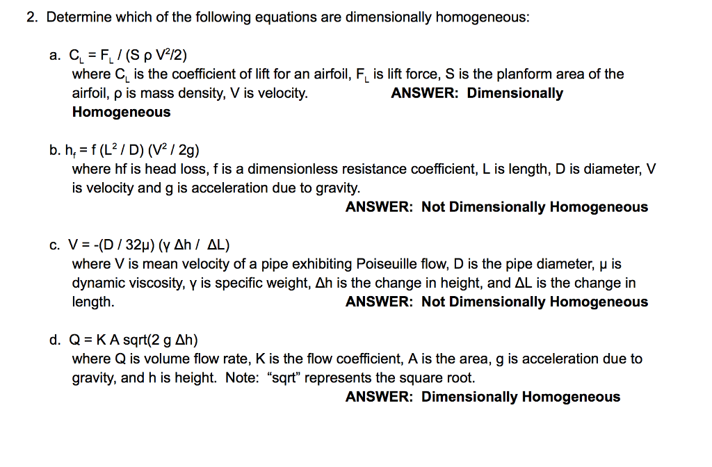 Solved Determine Which Of The Following Equations Are Dim Chegg Com