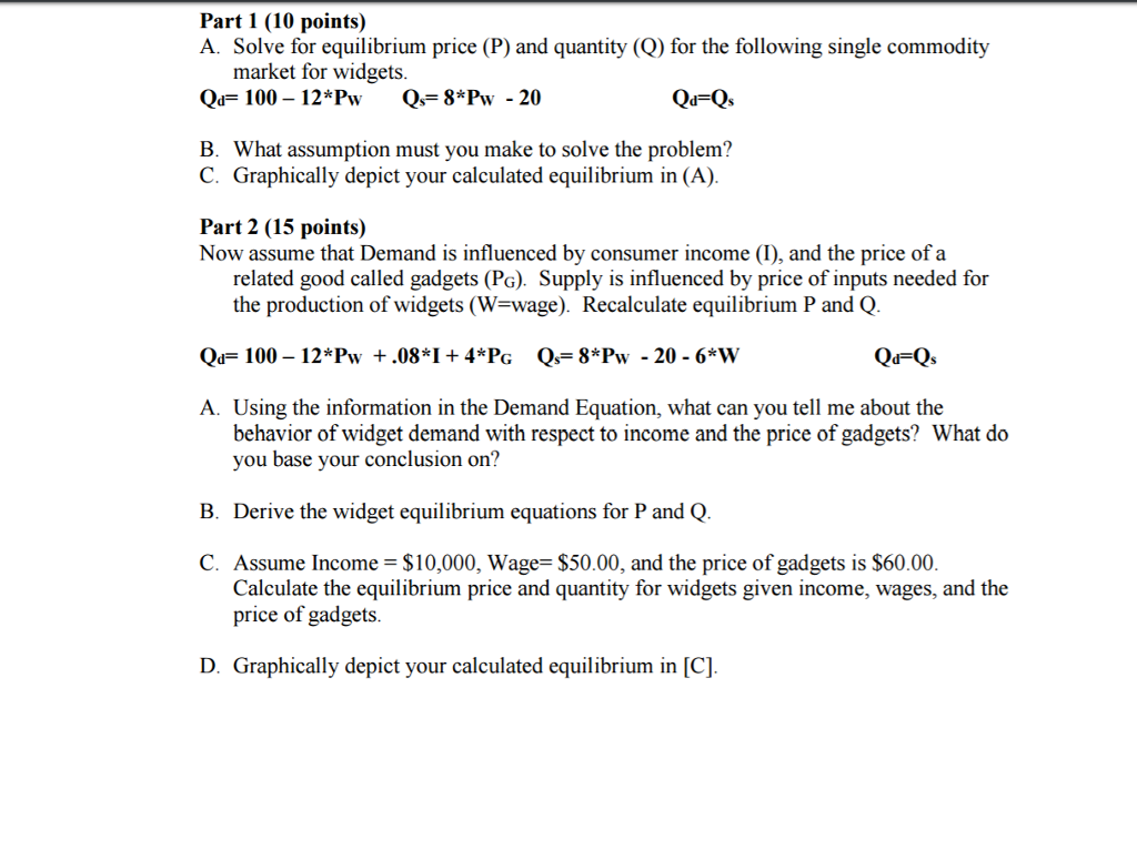 Solved Solve For Equilibrium Price P And Quantity Q F Chegg Com