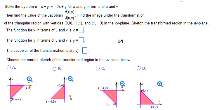 Solved Solve The System U X Y V 3x Y For X And Y I Chegg Com