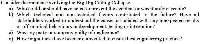 Solved Consider The Incident Involving The Big Dig Ceilin