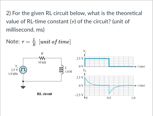 Solved 2 For The Given Rl Circuit Below What Is The The Chegg Com