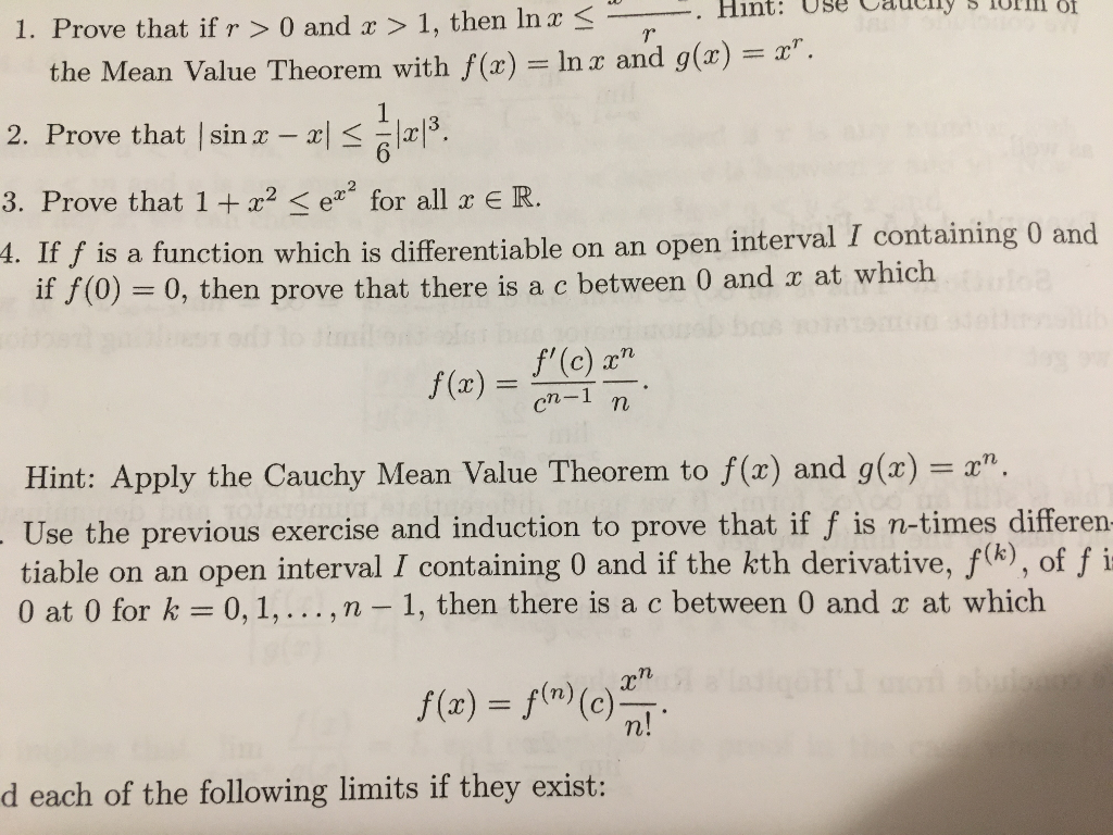 Solved Prove That If R 0 And X 1 Then Ln X Lessthano Chegg Com