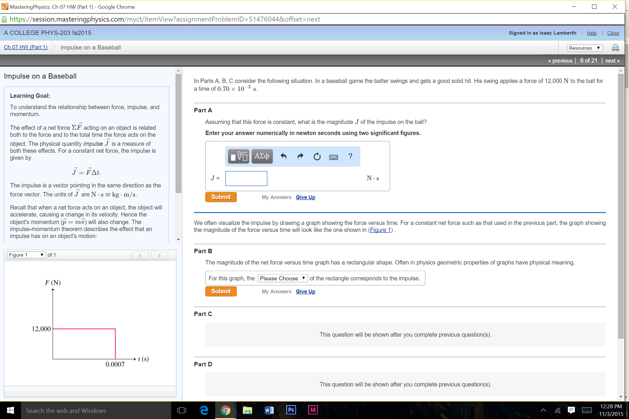 Mastering Physics: Ch 07 HW (Part 1) Google Chrome