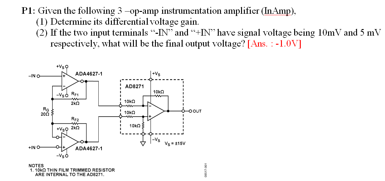 Solved Pl Given The Following 3 Op Amp Instrumentation