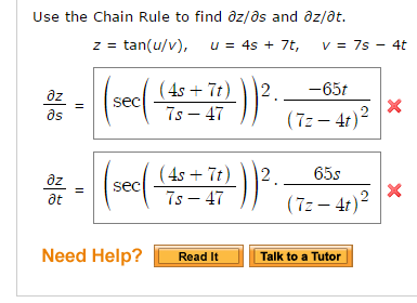 Solved Use The Chain Rule To Find Z S And Z T Z Ta Chegg Com