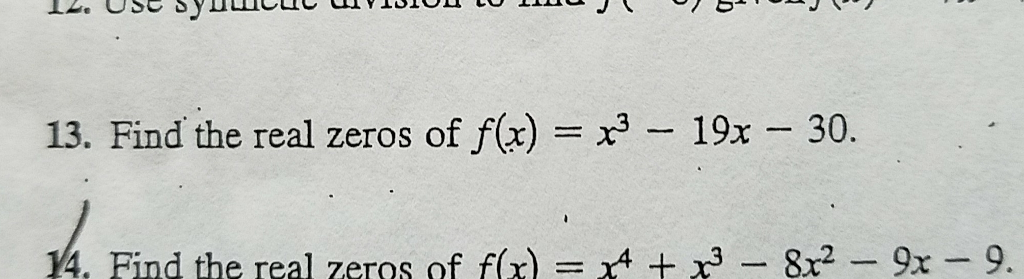 13 Find The Real Zeros Of F X X3 19x 30 14 Find Chegg 
