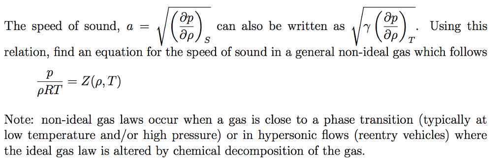 non ideal gas equations