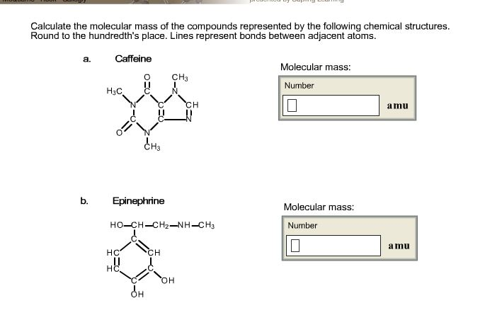 Calculate the molecular mass of the compounds repr