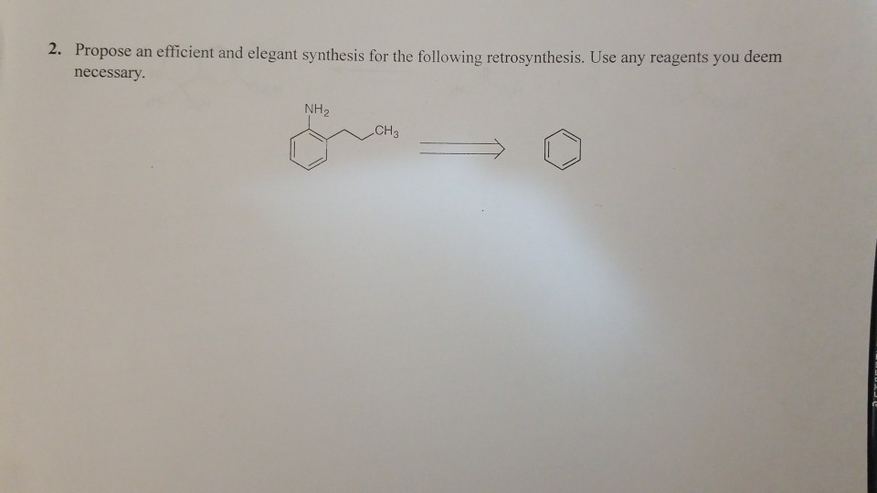 Propose an efficient and elegant synthesis for the following retrosynthesis. Use any reagents you deem necessary 2. NH CH3