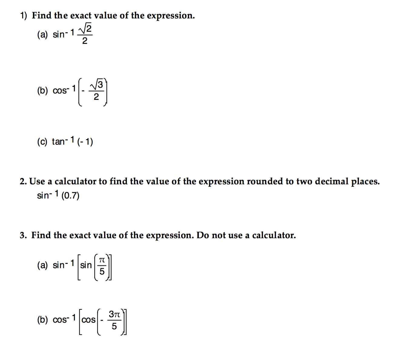 Solved Find the exact value of the expression, (a) sin^-1 | Chegg.com