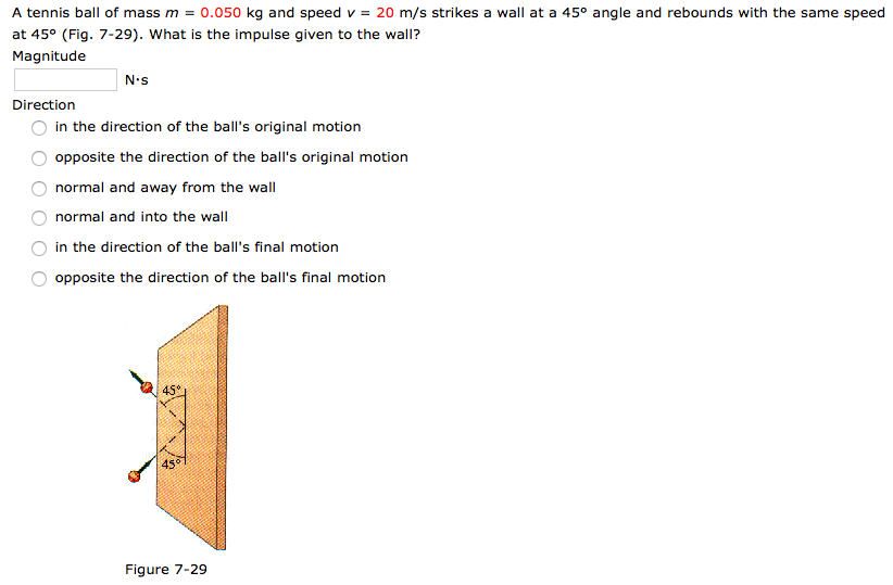 Solved A Tennis Ball Of Mass M = 0.050 Kg And Speed V = 2...