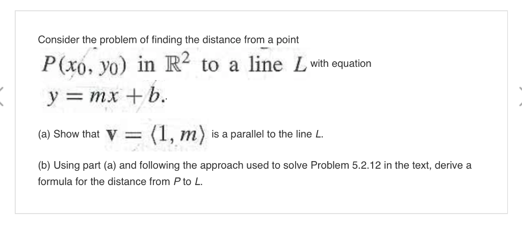 Solved Consider The Problem Of Finding The Distance From Chegg Com