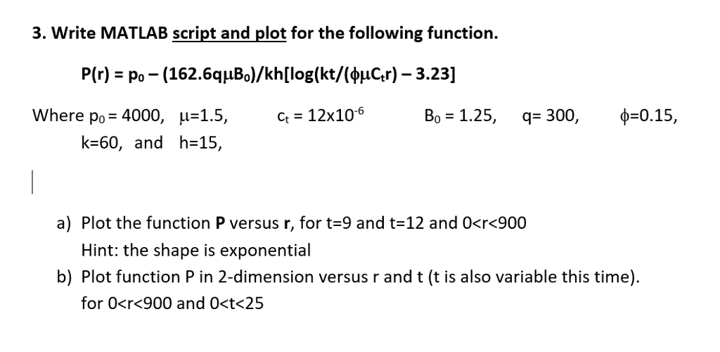 Solved 3 Write Matlab Script And Plot For The Following Chegg Com