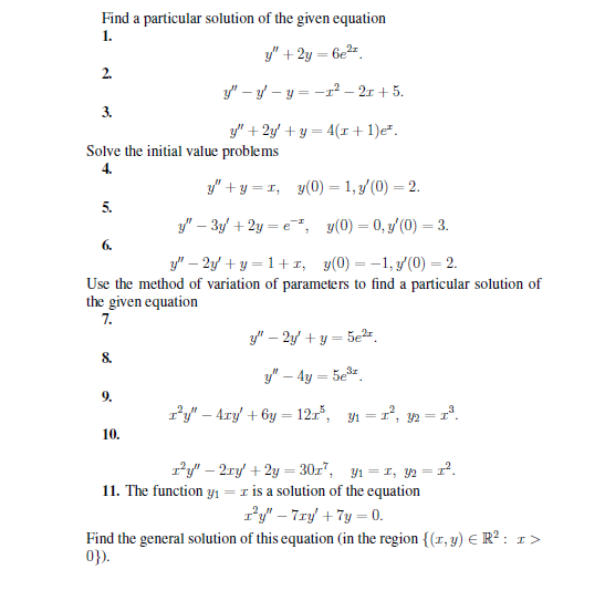 Solved Find A Particular Solution Of The Given Equation Y