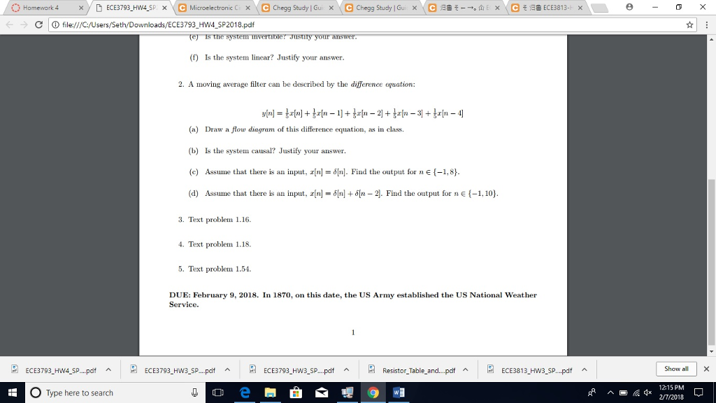 Solved O Homework 4 X D Ece3793 Hw4 Sp X E Microelectron Chegg Com