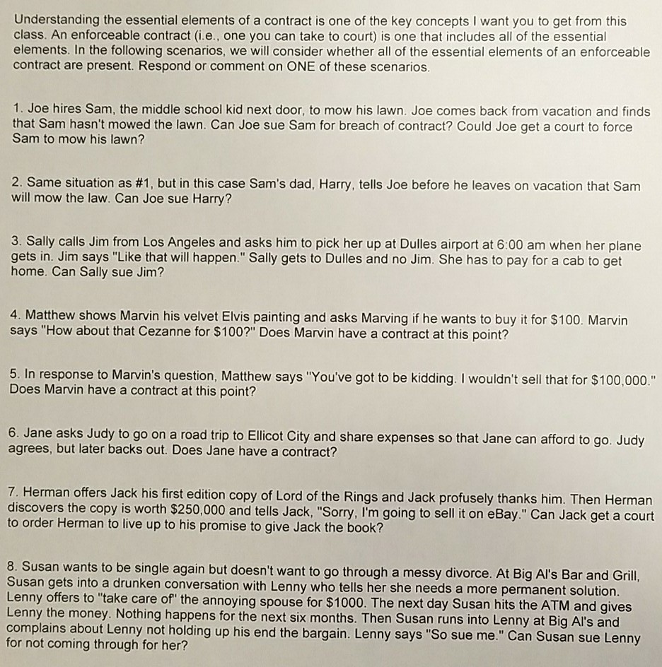 ️ Five essential elements of an enforceable contract