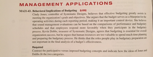 participative or self imposed budgeting This is known as ‘bottom-up budgeting’ it contrasts with imposed or top-down budgets where the ultimate budget holder does not have the opportunity to. participative or self imposed budgeting This is known as ‘bottom-up budgeting’ it contrasts with imposed or top-down budgets where the ultimate budget holder does not have the opportunity to.