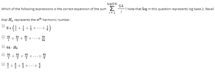 Solved Log 64 S 64 Which Of The Following Expressions Is Chegg Com
