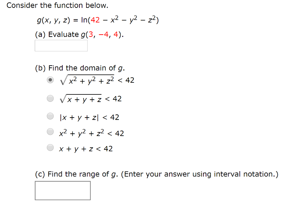 Solved Consider The Function Below G X Y Z Ln 42 Chegg Com