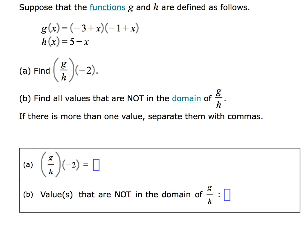 Solved Suppose That The Functions G And H Are Defined As Chegg Com