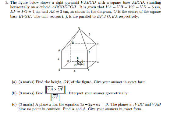 Solved 3 The Figure Below Shows A Right Pyramid Vabcd Wi Chegg Com