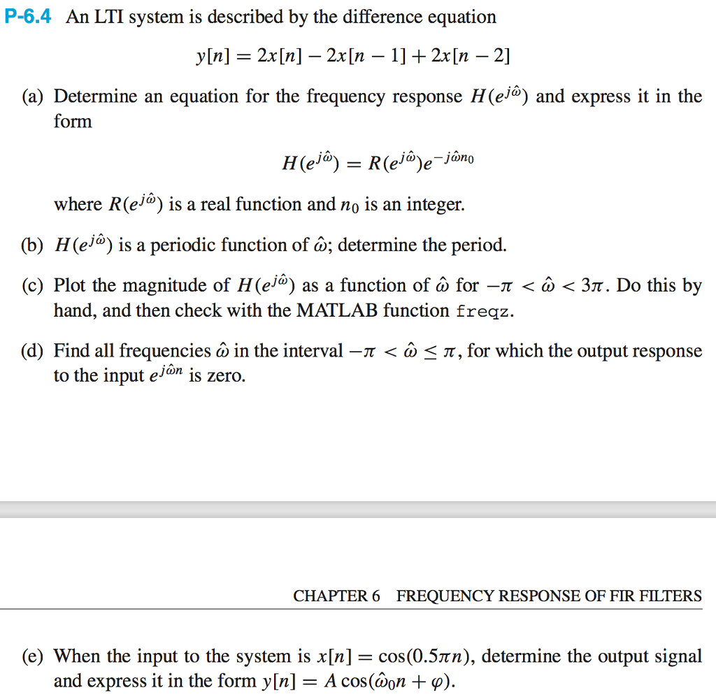 Solved P 6 4 An Lti System Is Described By The Difference Chegg Com