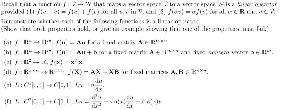 Solved Recall That A Function F V W That Maps A Vecto Chegg Com