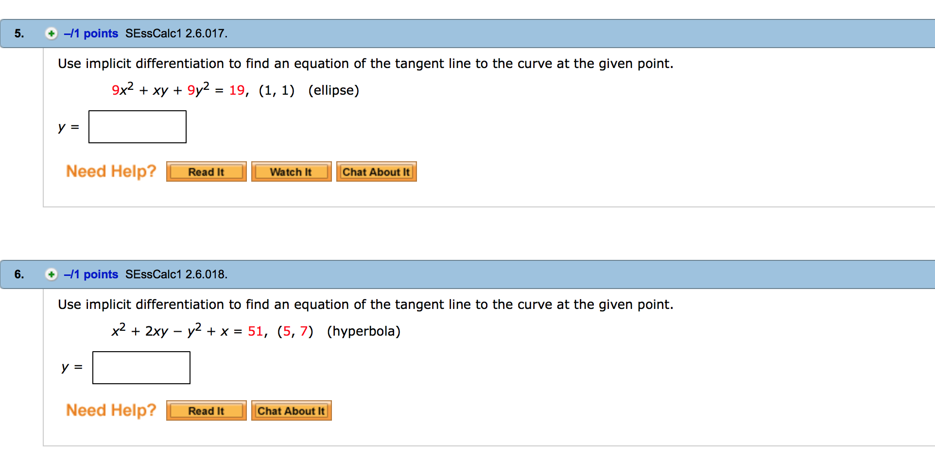 Solved 5 Sesscalc1 2 6 017 Use Implicit Differentiation To Chegg Com