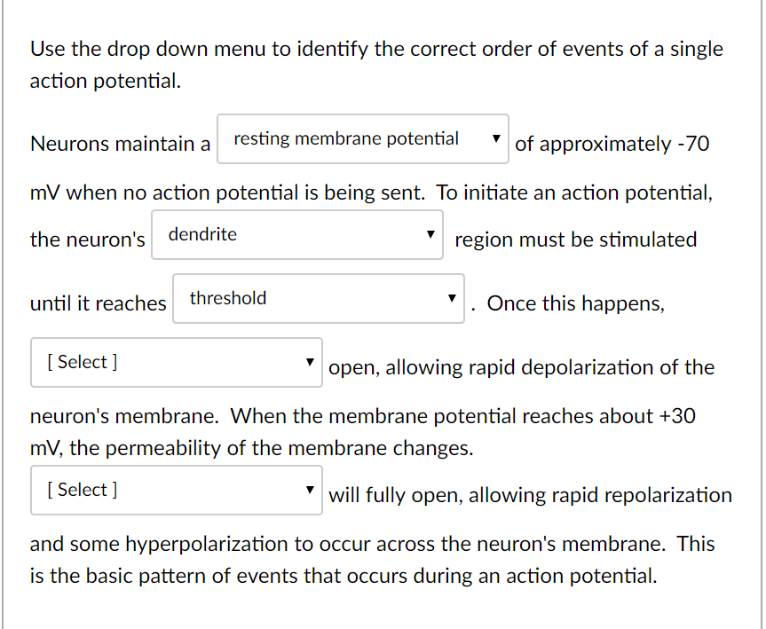 Solved Use The Drop Down Menu To Identify The Correct Ord