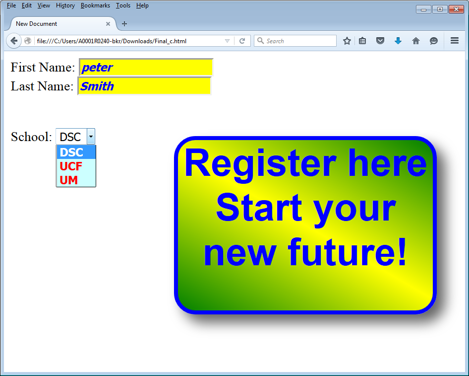 Solved Create an HTML page, make it with html 5. Add a Form, 