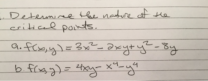 Solved Determine The Nature Of The Critical Points A Chegg Com