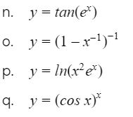 Y Tan Ex Y 1 X 1 1 Y Ln X E J Cos X X N O Chegg Com