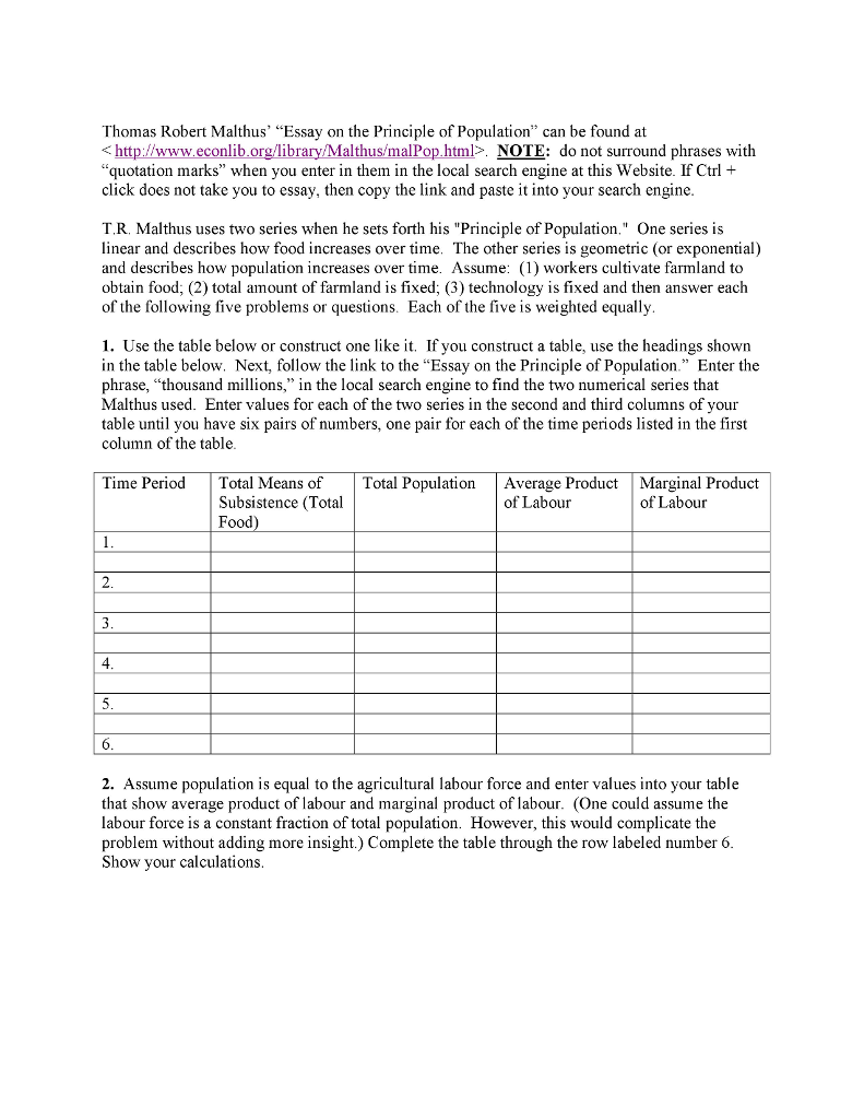 Science Essays Topics Thomas Robert Malthus Essay On The Principle Of Population Can Be Found At Http Examples Of Proposal Essays also Types Of English Essays Thomas Robert Malthus Essay On The Principle Of Cheggcom Examples Of Thesis Statements For Essays