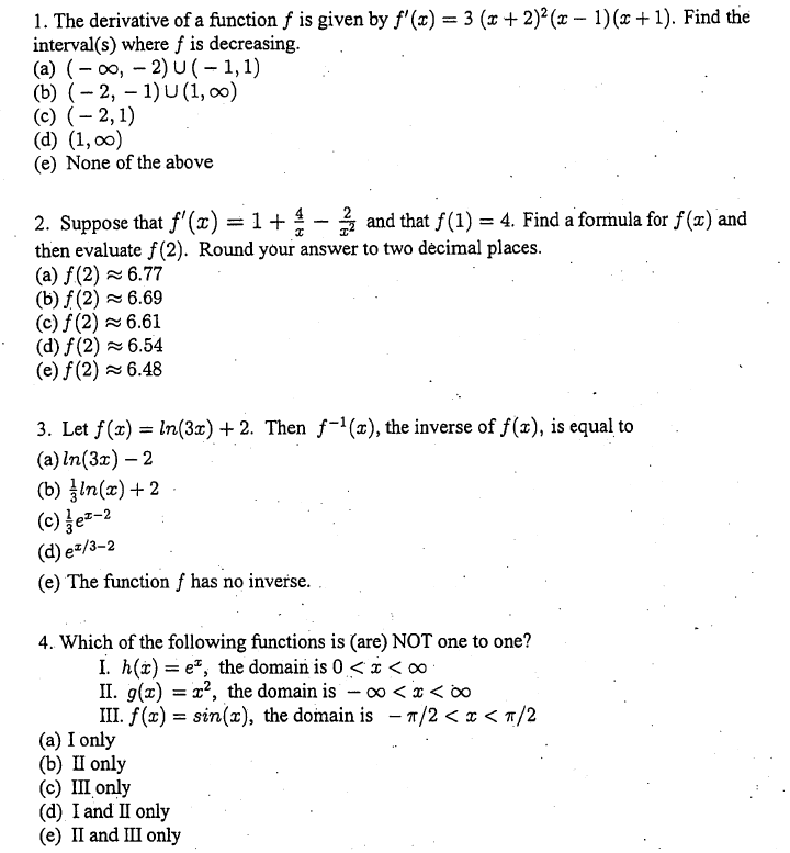 2 2 X 1 X 1 Find The 1 The Derivative Of A Chegg Com