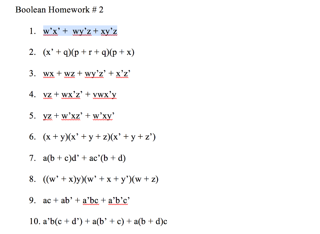 Solved Logic Simplification W X Wy Z Xy Z X Q P Chegg Com