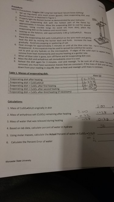 Solved Procedure Safety Precautions Goggles 1 Set Up On
