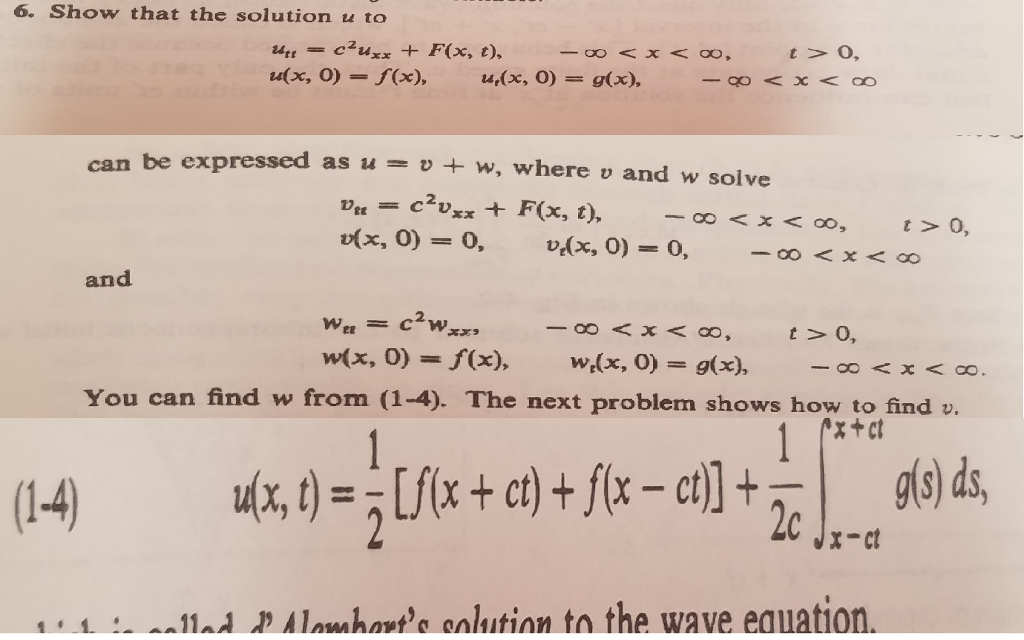 Solved 6 Show That The Solution U To Be Expressed As Uw Chegg Com