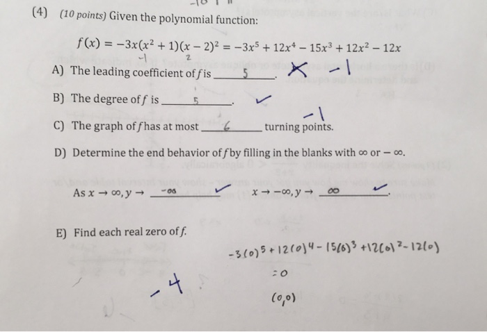 Solved Given The Polynomial Function F X 3x X 2 1 Chegg Com