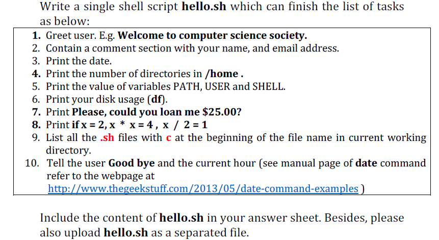 Shell script homework assignment image