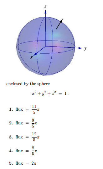 Solved Enclosed By The Sphere X 2 Y 2 Z 2 1 1 Flux 11 5 Pi Chegg Com