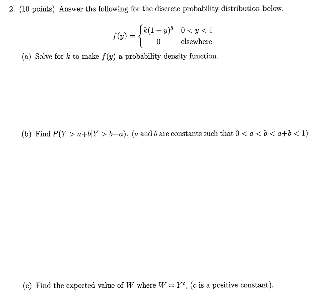 Solved 2 10 Points Answer The Following For The Discre Chegg Com