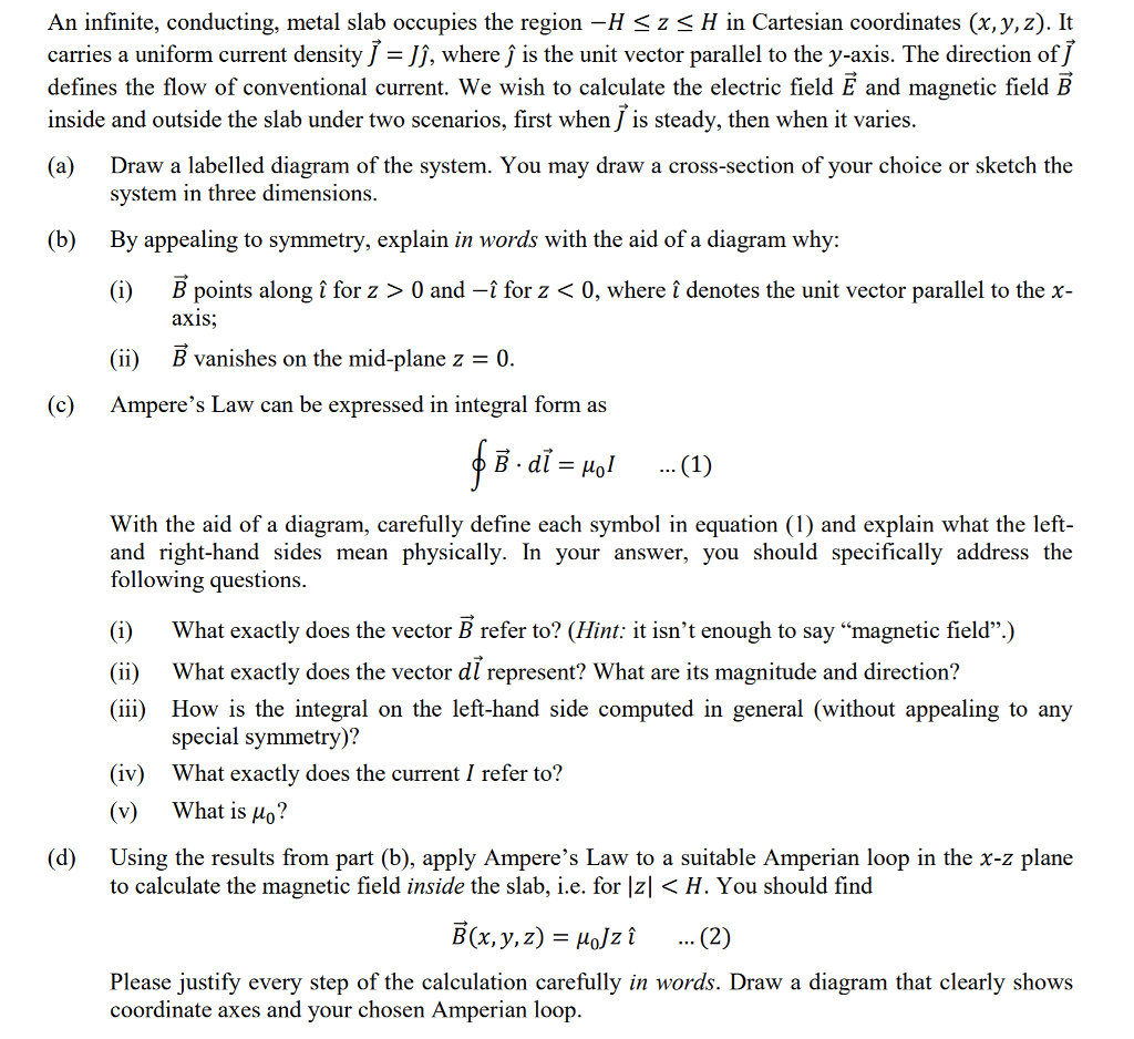 Solved An Infinite Conducting Metal Slab Occupies The R Chegg Com