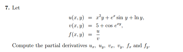 Solved Let U X Y X 2y E X Sin Y Ln Y V X Y 5 Chegg Com