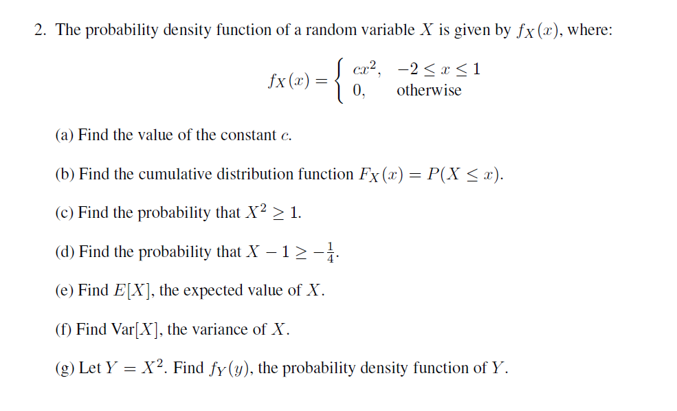 Solved The Probability Density Function Of A Random Varia Chegg Com