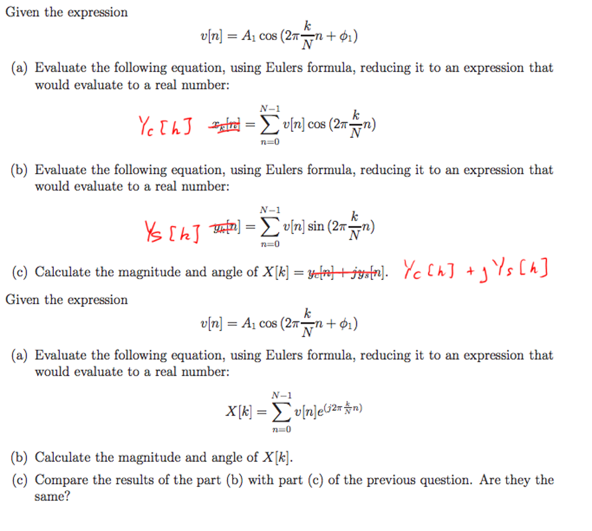 Given The Expression V N A 1 Cos 2 Pi K N N P Chegg Com